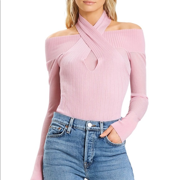 Herve Leger 🩷 Draped Halter Neck Bodysuit Sz S, $590 - Picture 4 of 8